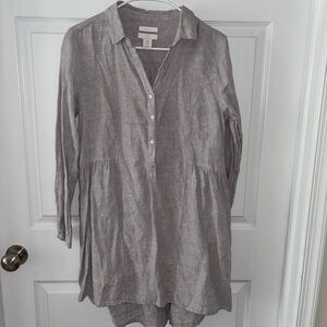 H by Halston Linen Gray Popover Shirt Dress Size M